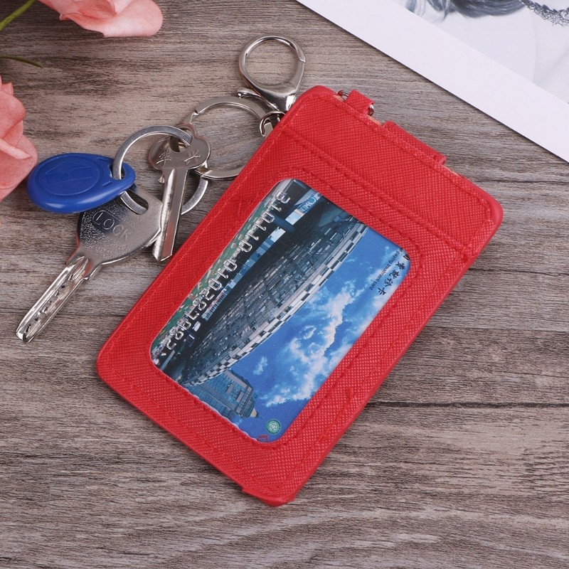 New Unisex Colors Portable ID Card Holder Bus Cards Case Cover Chain Key Ring Tool Holder Case Visit Door ID Badge Cards