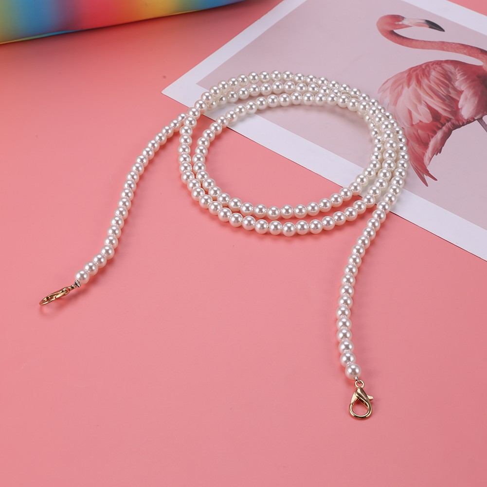 100/120cm Pearl Bag Strap Handbag Handles DIY Purse Replacement Long Beaded Chain For Shoulder Bag Straps Pearl Webbing