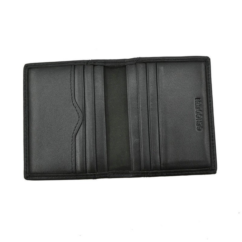 GENODERN Black Genuine Leather Card Case Credit Card Holders Wallet First Cowhide Card Holders Gift for Man