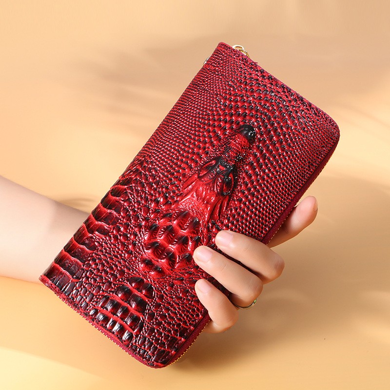 New women wallet crocodile pattern long wallet phone bag portfel damski lady clutch bag purse card holder carteira feminina