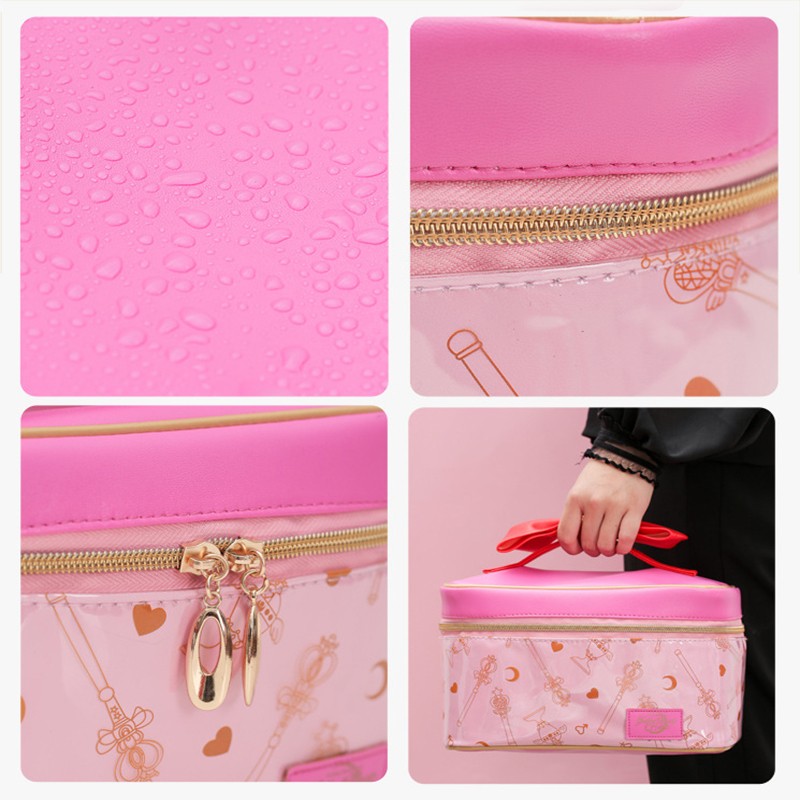 Japanese sailor moon make up bag leather cosmetic storage bag cute cartoon large capacity cosmetic bag