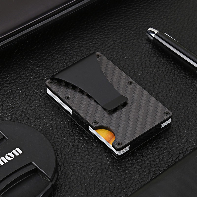 Rfid Carbon Fiber Mini Wallet Men Small Wallet Slim Thin Smart Pocket Card Wallet