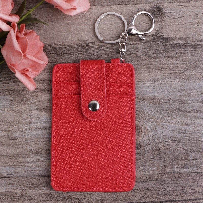 Women Mini Card Holder Portable ID Card Holder Card Cover Desk Work Keychain Keychain Tool