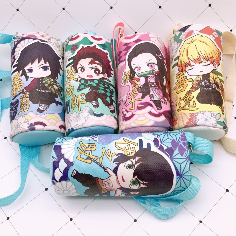 Devil Blade Cartoon Anime Peripheral PU Cup Cover Demon Slayer Kimetsu no Yaiba Kamado Nezuko Student Children Kids Kettle Bag