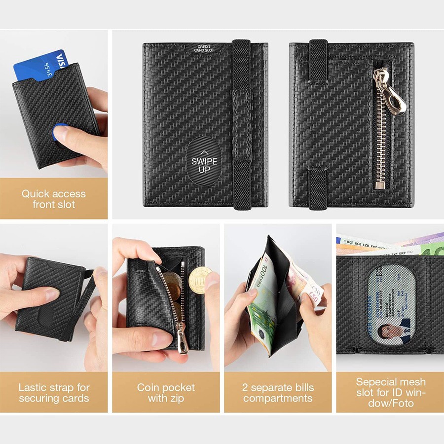 DIENQI Carbon Fiber Men Wallets Card Holder Money Bags Slim Thin Wallet Small Purse Male Black Wallet Vertical Walet 2021 Vallet