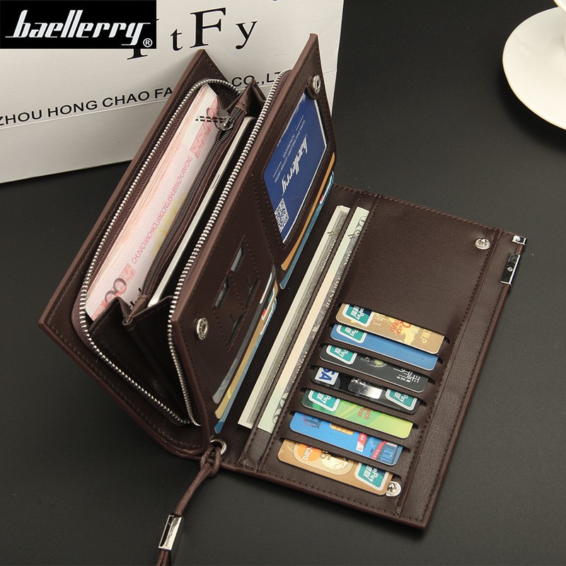 2020 Baellerry Business Men's Wallets Solid PU Leather Long Portable Cash Purses Casual Standard Male Clutch Bag