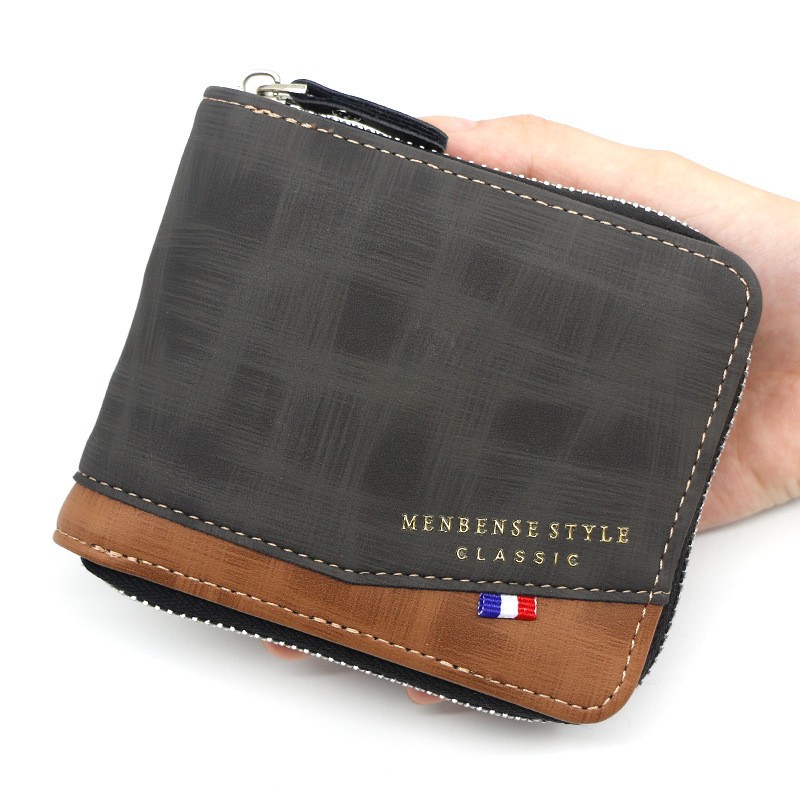 New Fashion Men's PU Zipper Wallet Men Wallet Small Coin Purse Wallet Men Wallet Coin Bag Card Holder Coin Purse Men