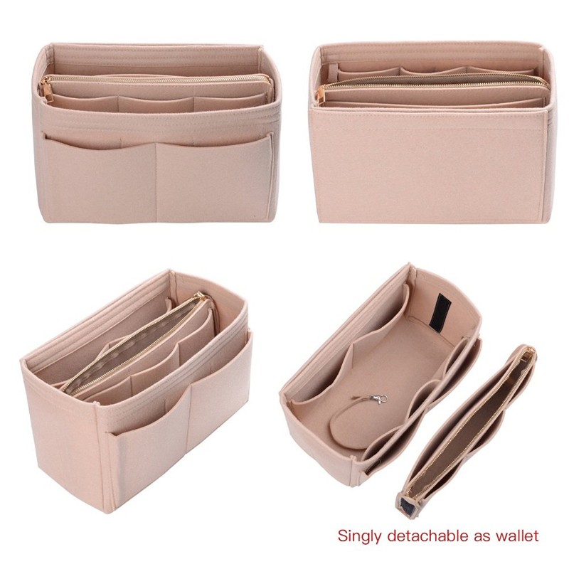 New Popular Women Makeup Organizer Felt Cloth Insert Bag Multifunction Travel Cosmetic Bag Girl Toiletry Storage Liner Bags