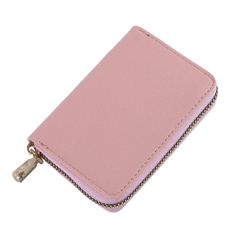 Women PU Zipper Cash ID Card Credit Card Holder Pure Color Business Card Case Name Card Holder Card Holder