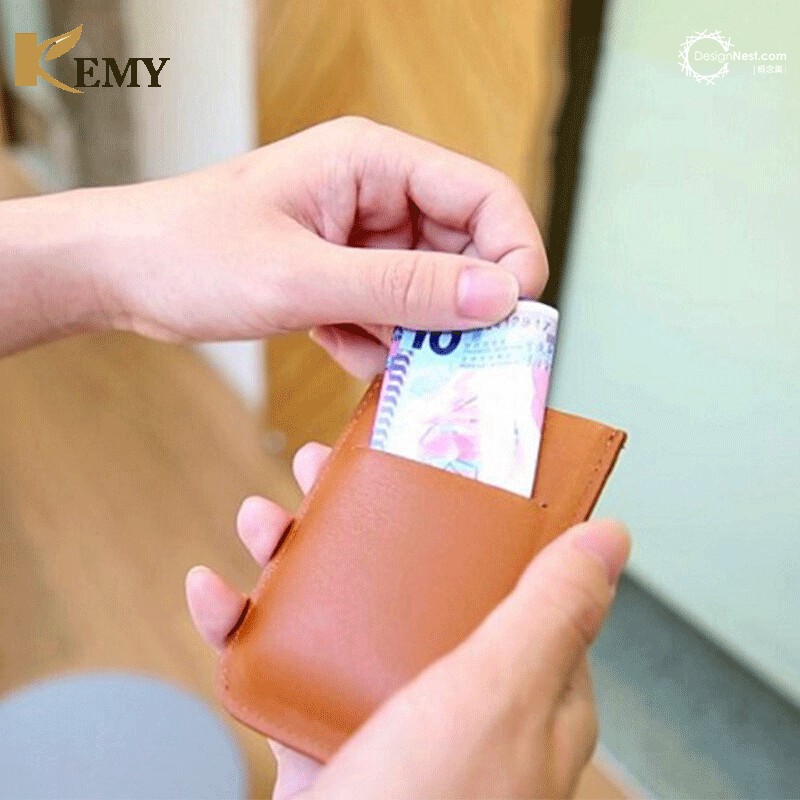 KEMY Real Leather Convenient ID Pocket Bank Credit Card Thin Card Wallet Men Cards Cash Package Bus Card Holder New