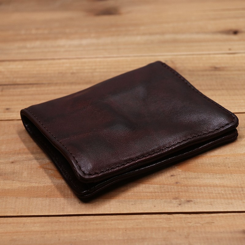 Genuine Leather Men Wallet Male Women Vintage Retro Wrinkle Short Small Slim Bifold Pocket Wallet With Card Holder High Quality