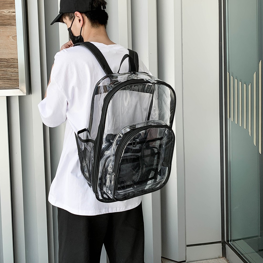 Preppy Style Women Multilayer Backpack Casual Clear Large Capacity Cute Clear PVC School Bag For Teenagers Backpack