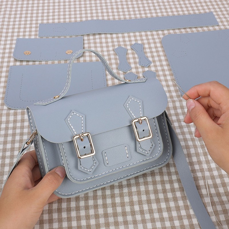 1 Set DIY Handbag Retro Style Hand Stitching With Sewing Tools Handle Shoulder Bags Accessories PU Leather Adjustable Strap