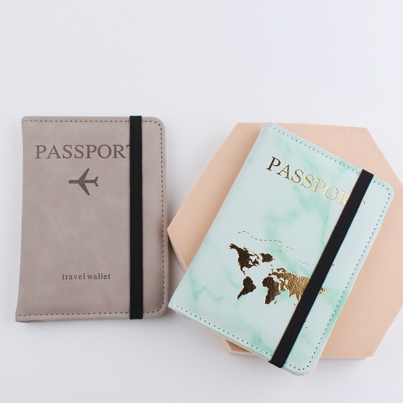 Unisex Passport Cover Letter Print Protctor Case Women Men PU Leather Travel Credit Card Holder Passport Organizer Wallet