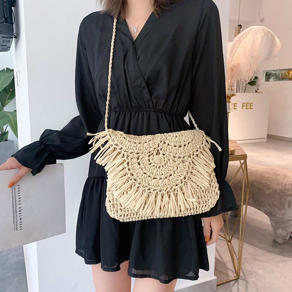 Summer straw bags for women 2021 tassel handmade beach bags raffia rattan woven handbags female holiday crossbody bags clutch