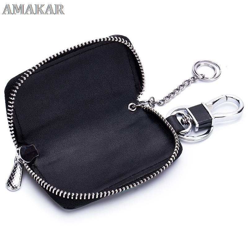 Fashion Genuine Leather Car Key Bag Unisex Crocodile Print Zipper Top Quality Cow Split Key Organizer Purse