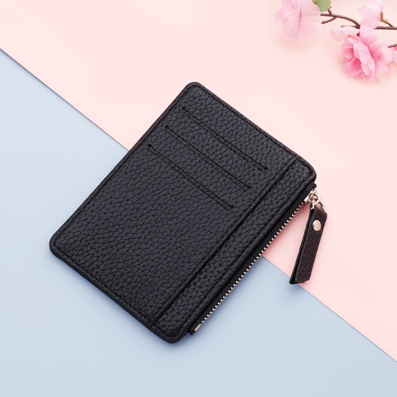 Small Ultra-thin Zipper Card Holder Solid Color Wallet Coin Purse Simplicity Credit Card Organizer Mini Wallet ID Card Holders