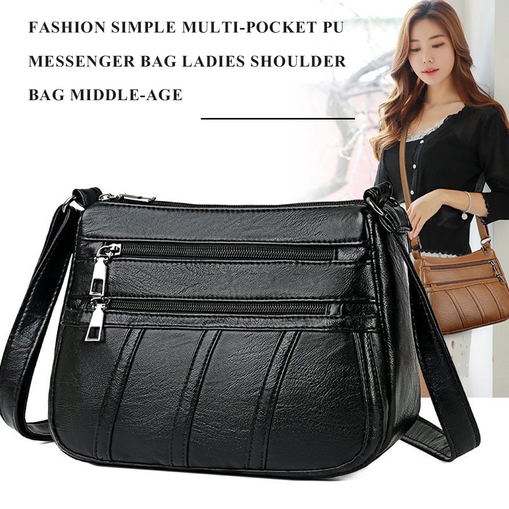 PU Leather Solid Messenger Multi-Pocket Purse Popular Simple Female Daily Bag Fashion Women Shoulder Bags 2020 New