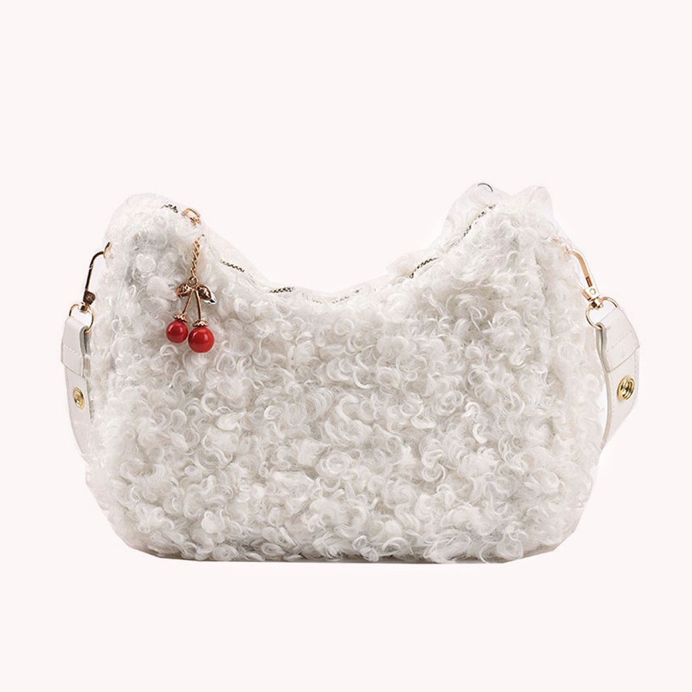 Small lamb wool shoulder bags ladies purse crossbody bags winter bags plush fluffy handbag shopping bag