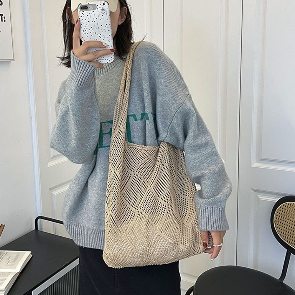 Hollow Woven Bag Women Shoulder Bags Designer Knitting Bags Large Capacity Tote Large Purses Shopping Bags Lazy Wind Pattern