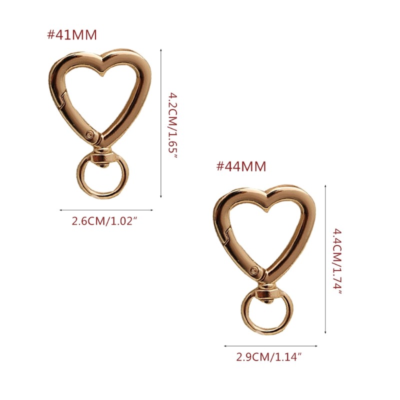 2pcs Bag Accessories Luggage Clasps Handle Heart Shape Lobster Buckle Metal Swivel Clips Snap Hooks Key Rings