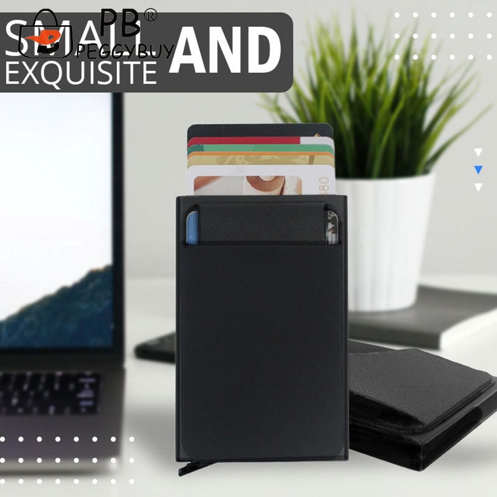 Anti-theft Automatic ID Card Holder Portable Aluminum Protective Bank Credit Card Storage Bag Smart Quick Release Wallet