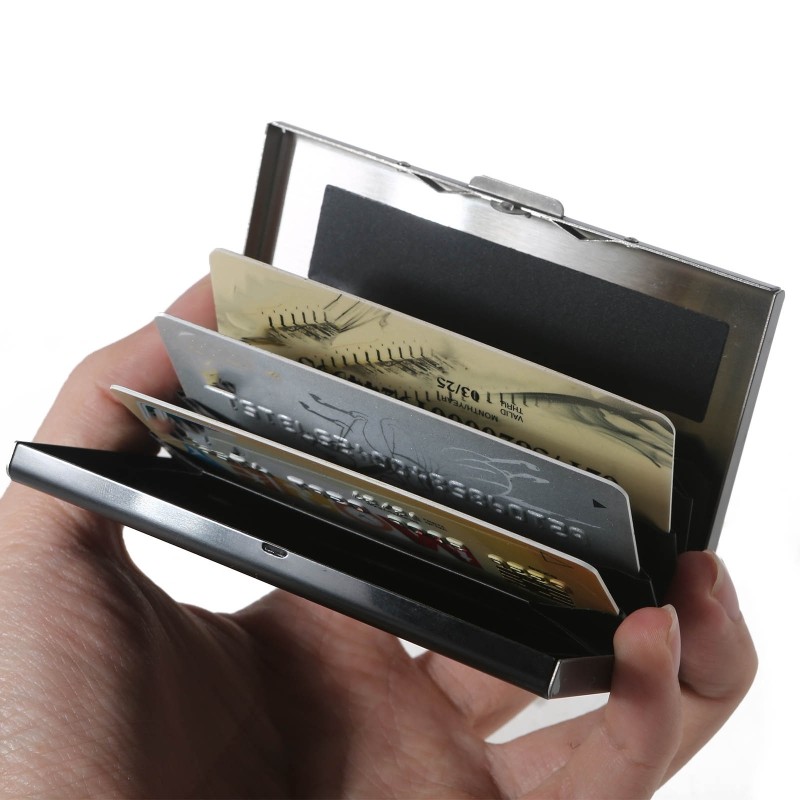 Unisex Stainless Steel Credit Card Case Metal ID Cards Wallet Protector 6 Slots Pockets Business Card Holder For Women Men