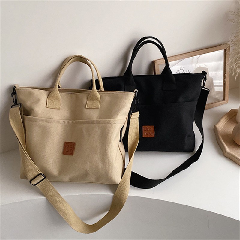 Women Canvas Handbag Shoulder Bag Female Solid 2022 Trend Luxury Fashion Designer Crossbody Bag Casual Square Tote Shopping Bag