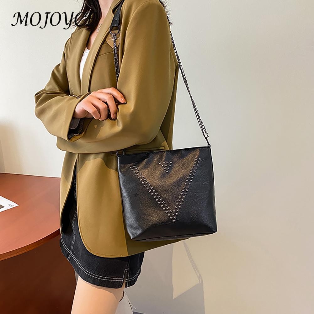 Women Shoulder Bags Fashion PU Leather Handbag Purse Female Small Rivet Casual Messenger Bag Multifunction Small Clutch