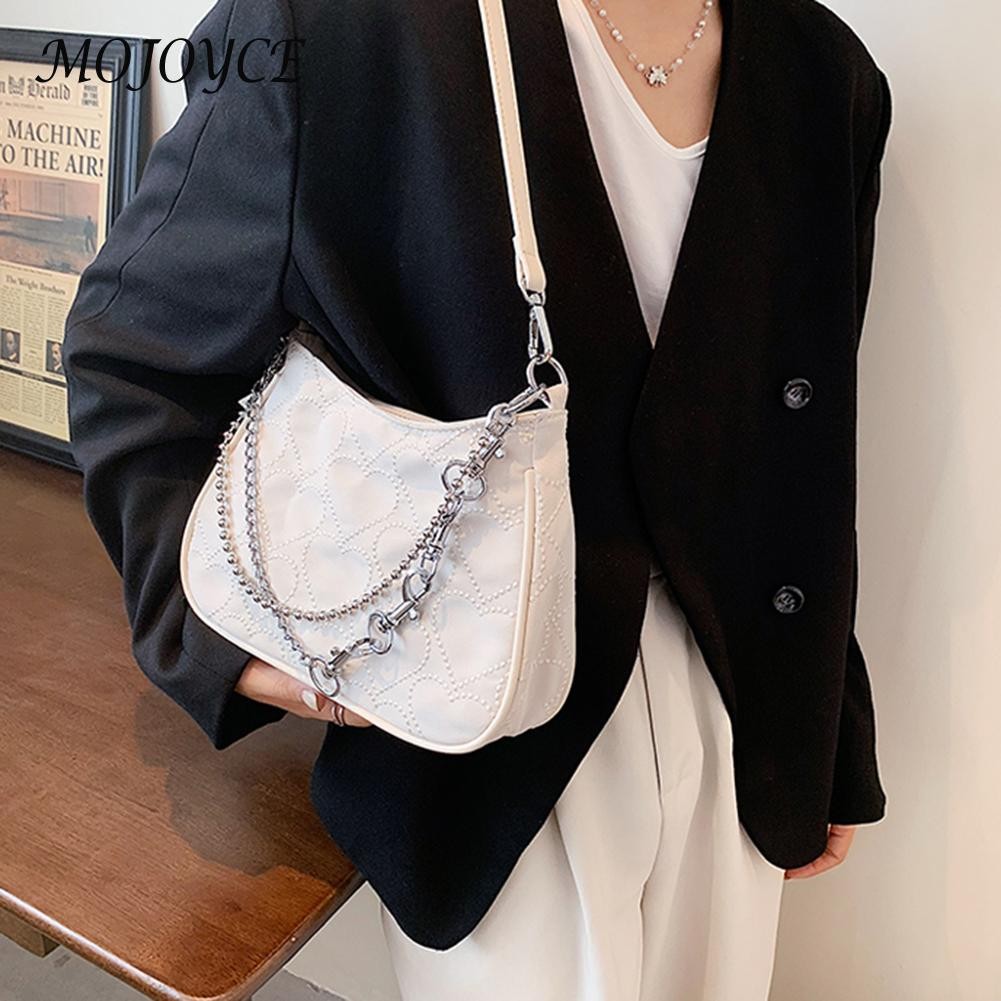 Embroidery hearts women's armpit bag fashion chain shoulder bag summer bags trend woman trendy retro underarm bags