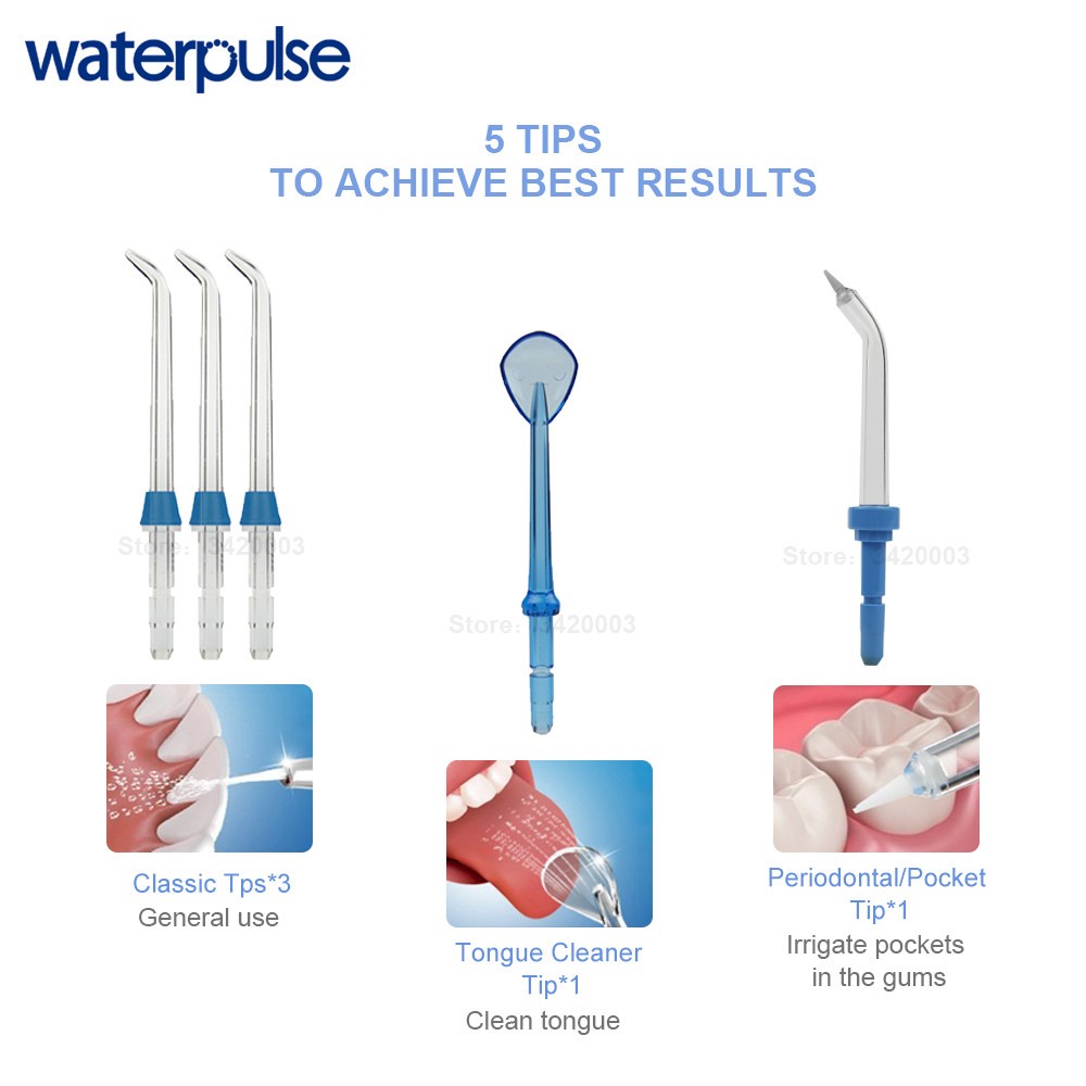 Waterpulse Oral Irrigator v300 12 Pressure Water Flosser 800ml Dental Cleaner Family Care Irrigator Dental Dental Water Jet 5 Tip