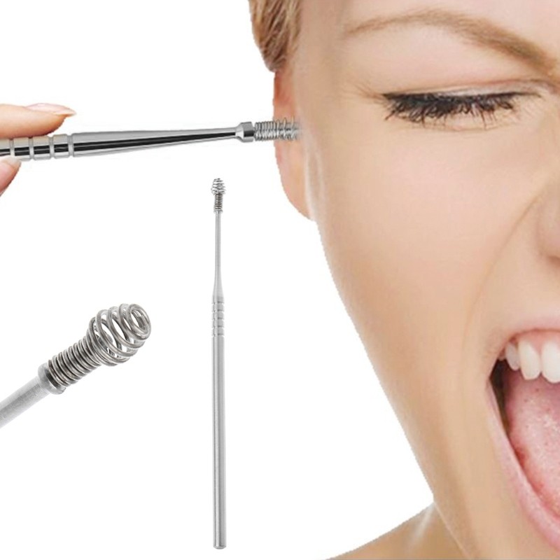 Portable Spiral Stainless Steel Earpiece Earwax Remover Spring Ear Clean