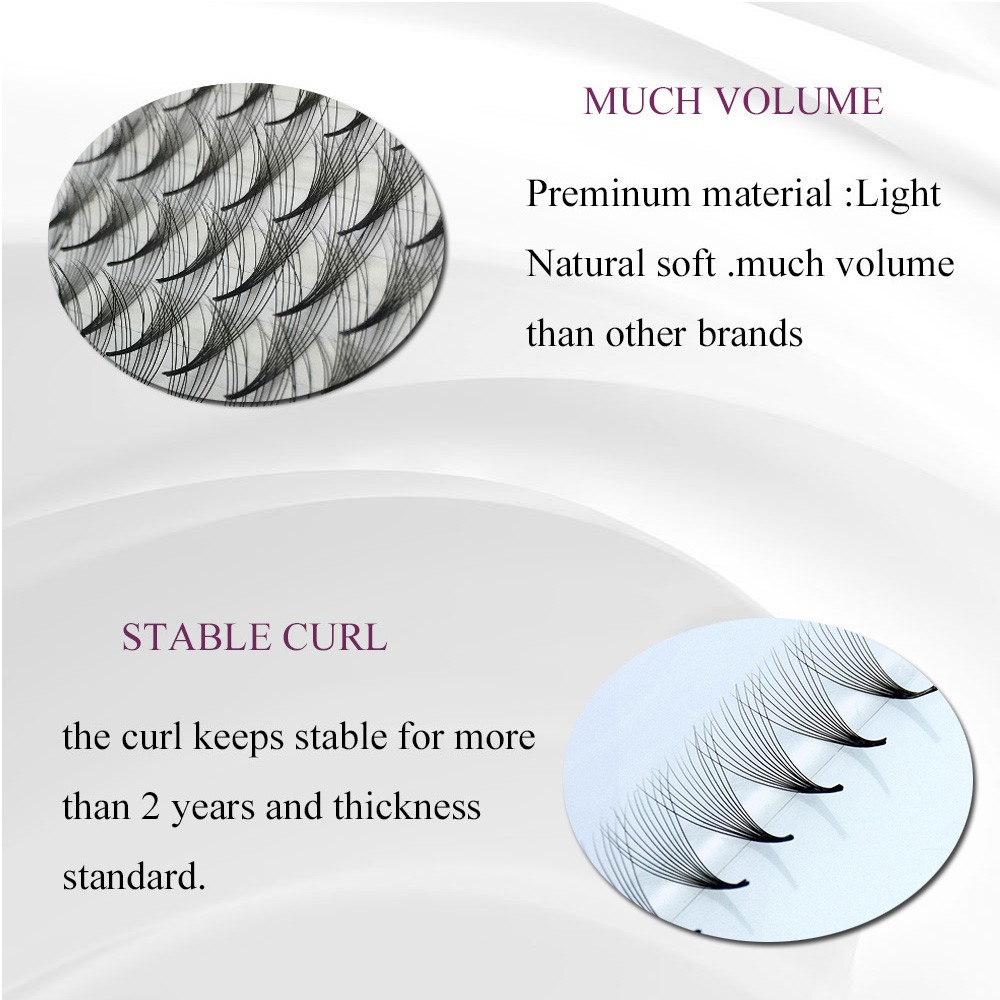 Pointed Base Prefabricated Fans Sharp Thin Stem Russian Size 400 Fans D Curl Individual Lashes Grafting Accessory