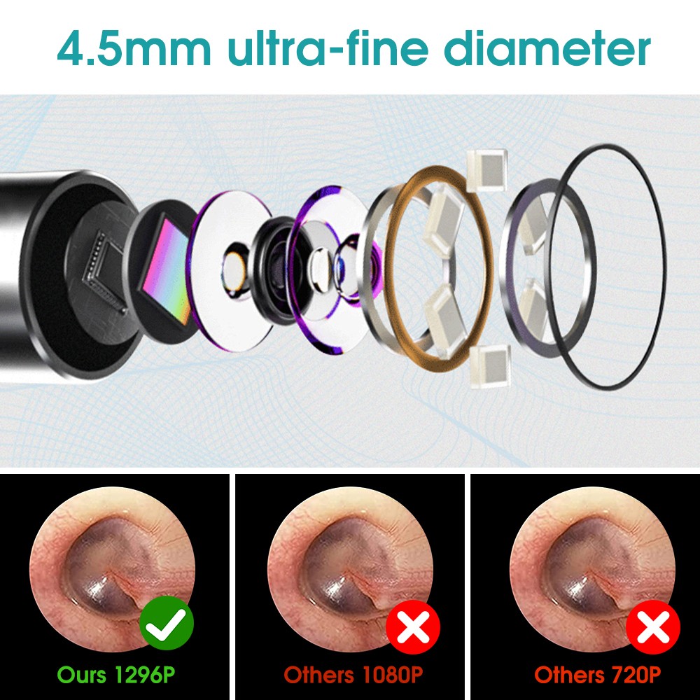 3.9mm Wireless Optical Intraear HD Camera Otoscope For Ear Nose Inspection Oral LED Light WiFi Ear Endoscope Ear Care Borescope