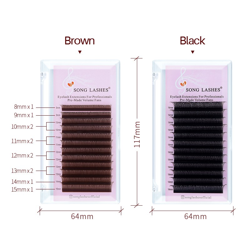 Sung Lashes C D Curl 8-15mm Time Saving Fans Pre-made 3D Lash W Shape Eyelash Extension for Professional and Matte Soft Natur