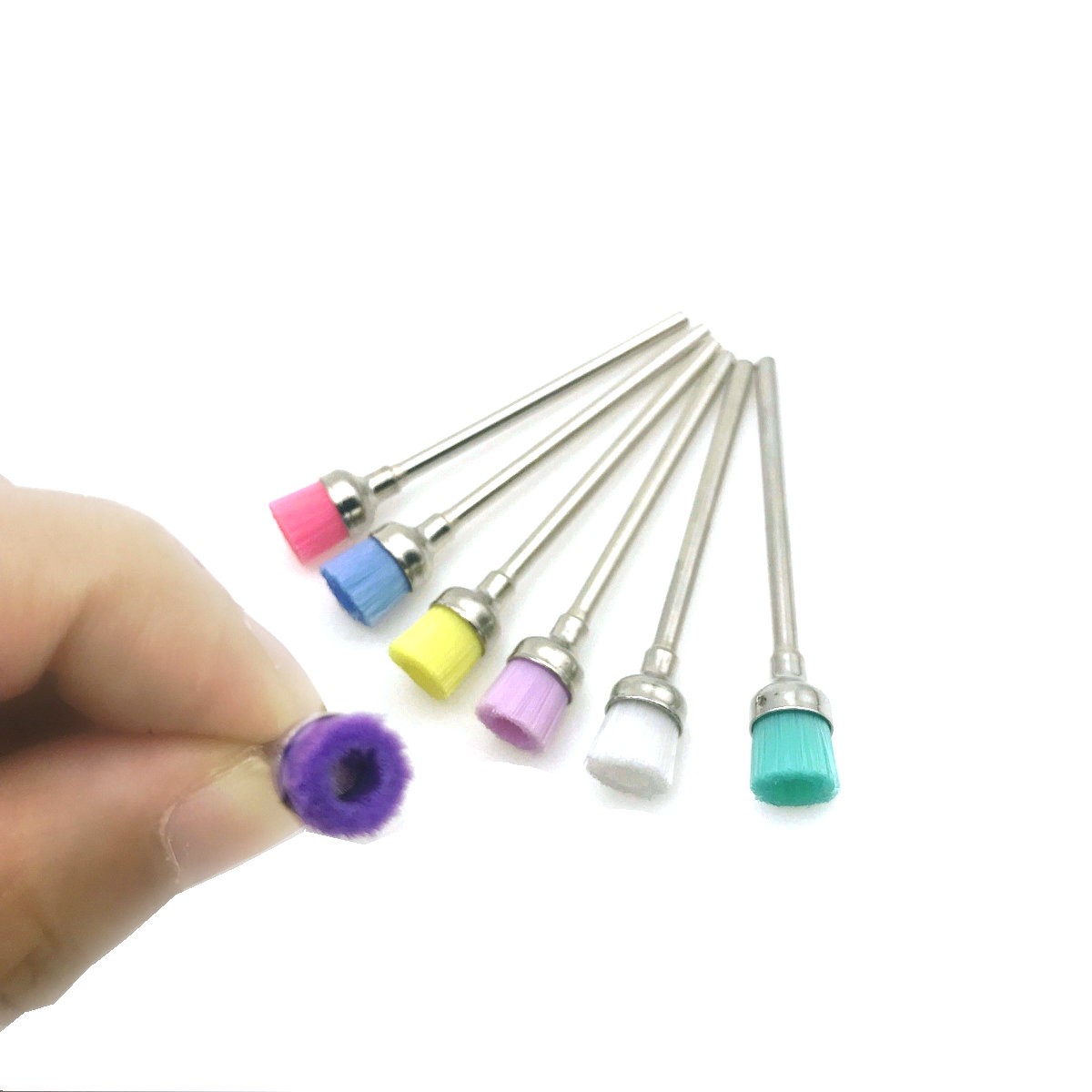 7pcs Nail Art Dental Drill Bit Teeth Cleaning Brush Colorful Bowl Polisher Brush Manicure Accessories Brush Set