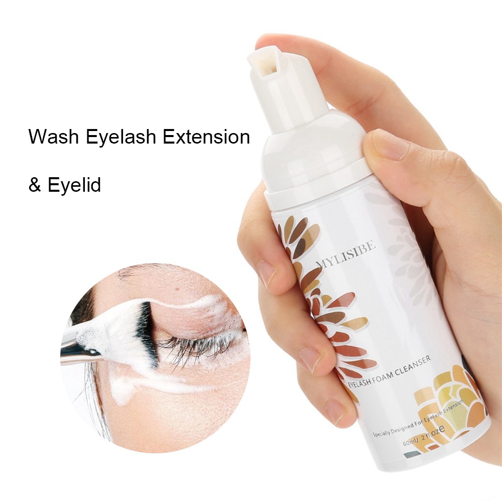 60ml Eyelash Foam Cleanser Shampoo Mousse for Eyelashes Extension Brush Set Eye Lash Cleaning Foam Pump No Stimulation Clean