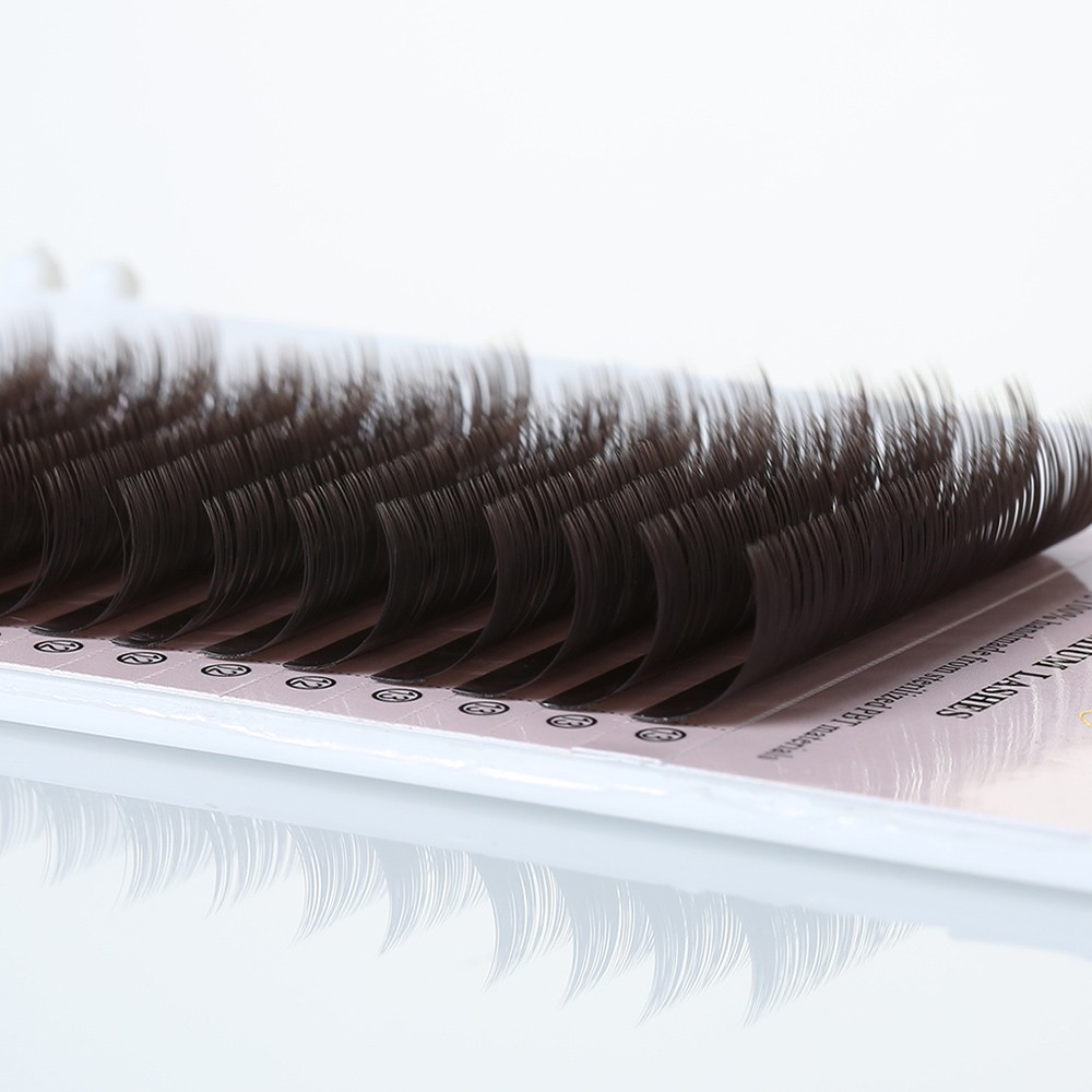 Yelix- Brown False Eyelashes Extensions, Individual Eyelashes, Natural Eyelash Extensions, 16 Lines