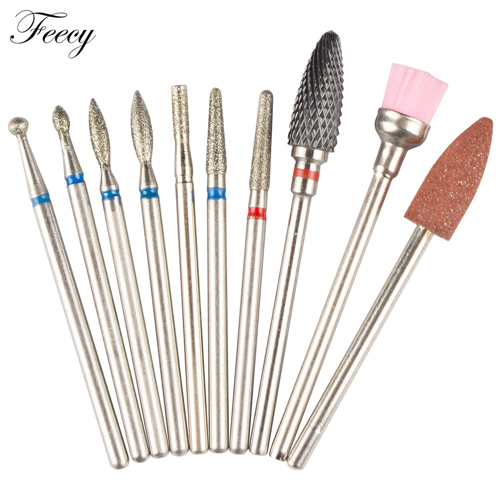 10pcs Ceramic Diamond Grinding Cutter For Manicure Set Nail Bits Grinder Cutters To Remove Gel Varnish Nail Art Accessories