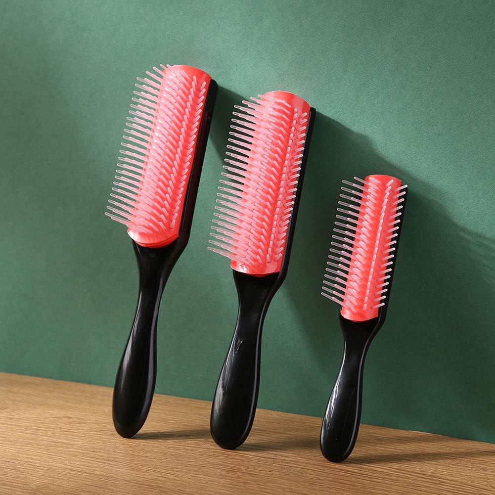 9-Row Hair Comb Detangling Rat Tail Hair Brush Comb Hair Styling Brush Straight Curly Wet Hair Scalp Massage Brush Women