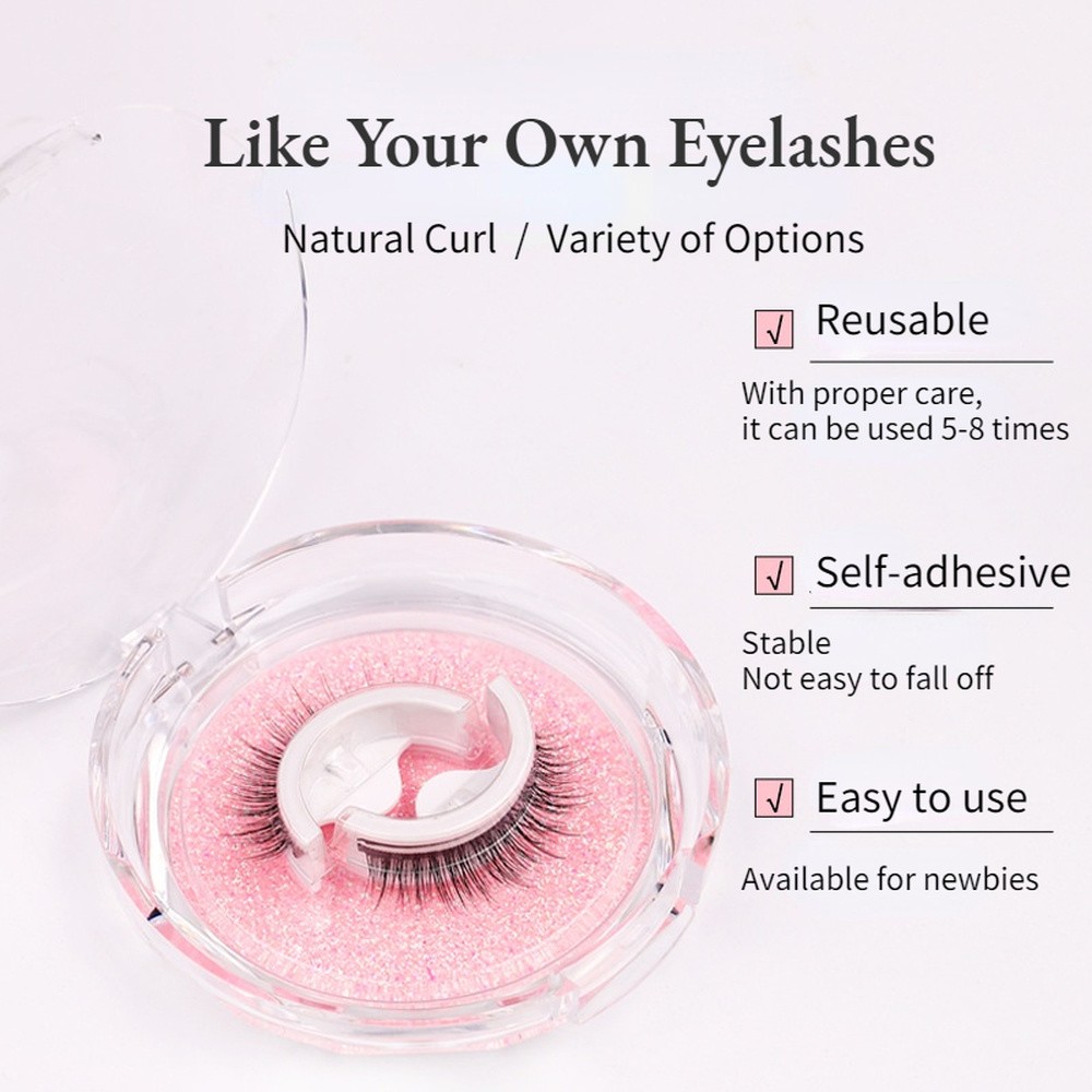 3D False Eyelashes Reusable Self-adhesive Fake Eye Lashes Glue Free Easy to Wear Natural Eyelashes Extension Makeup Tool