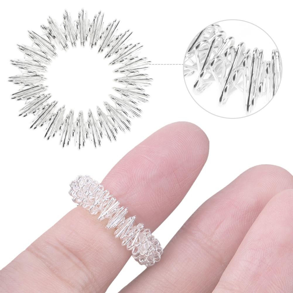 Stainless Steel Ring Acupuncture Massage Ring Therapy Relaxation Hand Blood Circulation Pain Relief Health Care