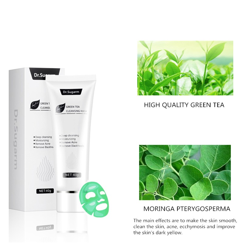 40g SUDAJI Face Skin Care Mask Green Tea Nose Blackhead Remover Deep Cleansing Shrink Pores Acne Treatment Cream