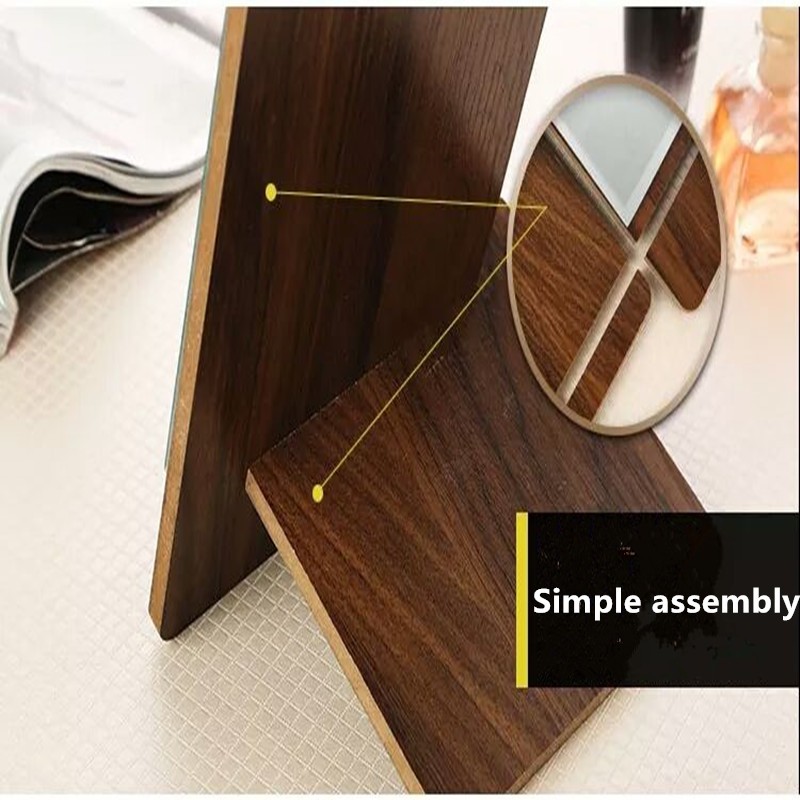 HD one-sided desktop makeup mirror wooden square simple dressing portable mirror