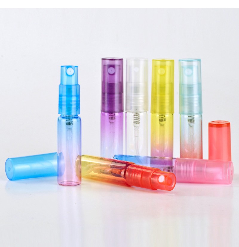 50pcs/lot 4ml 8ml Mist Spray Bottles Refillable Perfume Empty Tube Glass Travel Bottles Rainbow Color Spray