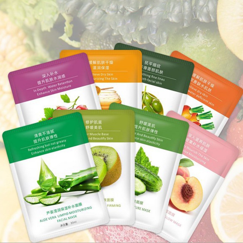 30ml Fruit Plant Face Mask Shrink Pores Brightening Moisturizing Anti-aging Sheet Masks Moisturizing Face Skin Care