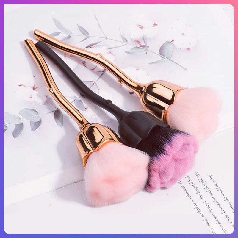 Makeup Brushes Cosmetic Tool Nail Art Brush Soft Clean Dust Rose Flower Shape Foundation Powder Glitter Beauty Manicure Care