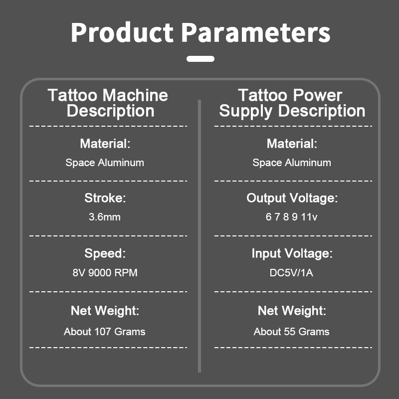 Mini Rocket Tattoo Machine Set Japan Wireless Motor Tattoo Power Supply RCA Interface Rotary Tattoo Pen Kit