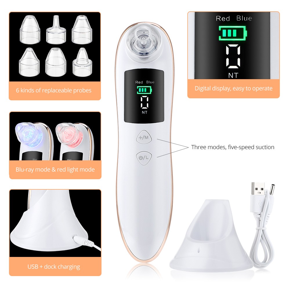 Blackhead Remover Vacuum Acne Pimple Removal With Charging Device Black Spot Electric Suction Facial Pore Cleaning Tool