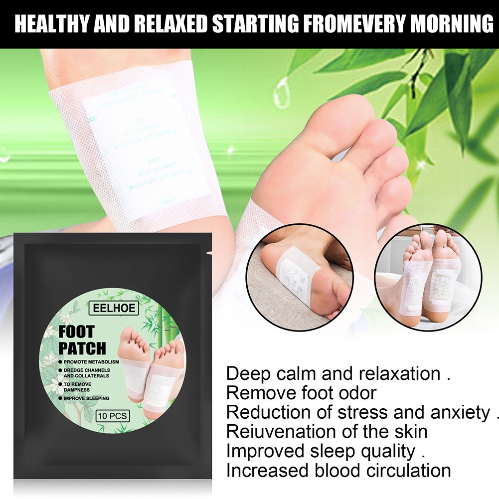 10pcs Bamboo Foot Patch Detox Weight Loss Foot Patch Promote Sleep Detox Anti Swelling Dispel Moisture Feet Supplies